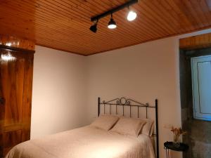 a bedroom with a bed and a wooden ceiling at Casa Telmo in Acova