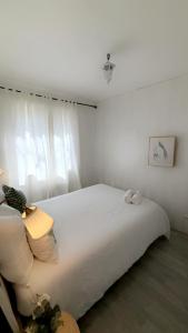 アルルにあるAppartement avec une chambreの白いベッドルーム(大きな白いベッド1台、窓付)