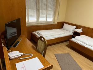 Televiisor ja/või meelelahutuskeskus majutusasutuses Hotel Zum Kaffeekännchen