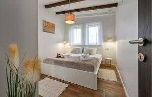 Schlafzimmer mit einem Bett und einem Fenster in der Unterkunft Cozy Home In Gornji Kneginec With Kitchen in Gornji Kneginec