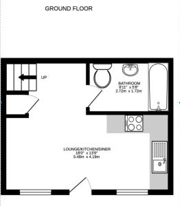 a floor plan of a small room with a bathroom at House by the Sea, Worthing in Worthing