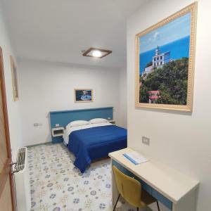 巴科利的住宿－Il Barbacane，酒店客房配有一张床、一张书桌和一张书桌。