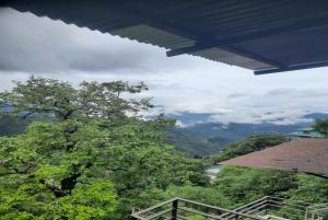 Elle offre une vue sur une vallée avec des arbres et une rivière. dans l'établissement Goroomgo Long View Retreat Nainital, à Nainital