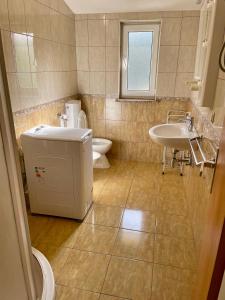 a bathroom with a sink and a toilet and a sink at Apartments Lori in Poreč