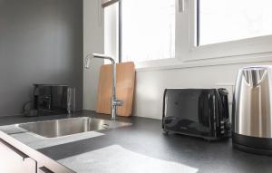 Oosterwoldeにある2 Bedroom Nice Home In Oosterwoldeのキッチン(シンク、電子レンジ付)