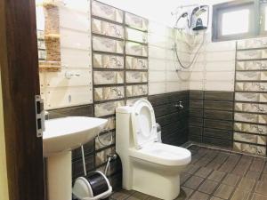 a bathroom with a toilet and a sink at Sigiriya Ranasinghe Nature Villa in Sigiriya