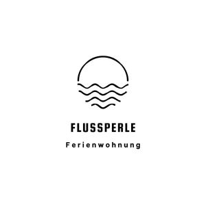 a logo for a company that specializes in freshwater swimming at Flussperle in Coswig