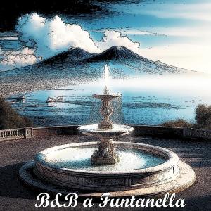 une fontaine en face d'un lac et d'une montagne dans l'établissement 'A Funtanella, à Naples