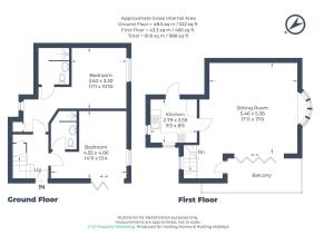 a floor plan of the ground floor of a house at The Lookout - 2 Bedroom Annex With Parking in Reading