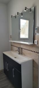 a bathroom with a sink and a mirror at Chez Valéric in Lunel +16 photos