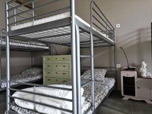 Zimmer mit Etagenbett, 2 Etagenbetten und einer Kommode in der Unterkunft Dortoirs 12per in Mas-Saintes-Puelles