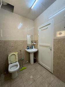 a bathroom with a toilet and a sink at Shan Studio Apartment in Hatta