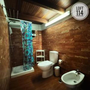 ein Bad mit einem WC und einem Waschbecken in der Unterkunft LOFT-114 in Santa Cruz de Tenerife