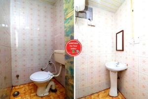 2 fotos de un baño con aseo y lavabo en Hotel Neelam Raj Nainital Near Mall Road - Excellent Service Awarded - Near Lake, en Nainital