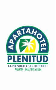 a logo for a paratinyl pineapple island with a palm tree at Aparta Hotel Plenitud in Palmira