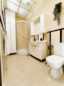 a bathroom with a toilet and a sink at Prestige Apartments in Zadar