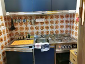 a small kitchen with a sink and a stove at La Casetta degli Gnomi in Faidello