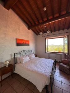 Un dormitorio con una cama grande y una ventana en Casa il Cipresso, en Castelnuovo Berardenga 15 fotos más