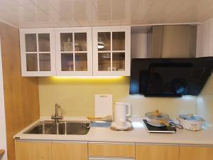 Dapur atau dapur kecil di 白小美輕旅民宿 市中心 新開幕特惠 可包棟