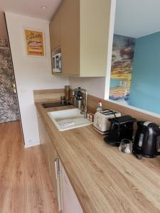 a kitchen with a sink and a counter top at Studio Sunset - Biarritz in Biarritz +19 photos