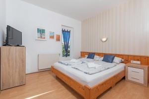 1 dormitorio con 1 cama y TV en Apartments Antic, en Pula