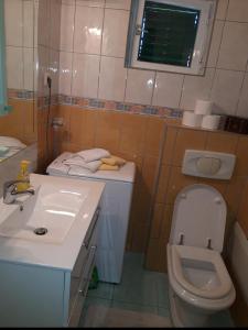 ein kleines Bad mit einem Waschbecken und einem WC in der Unterkunft Apartments Lorio in Vodice