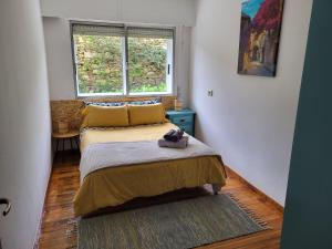 Schlafzimmer mit einem Bett und einem Fenster in der Unterkunft VUT El Muro 1 in Santiago de Compostela