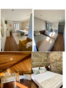 a collage of four pictures of a hotel room at Casa do Avô Grande in Esposende