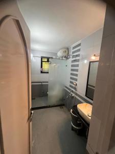 een badkamer met een wastafel en een toilet. bij Luxurious 2Bhk Fully Furnished apartment in Pune
