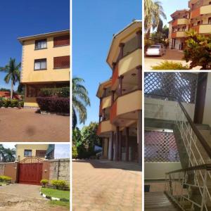a series of four pictures of a building at The Abode Apartments Lake view & Breakfast Suite Near Beach in Entebbe