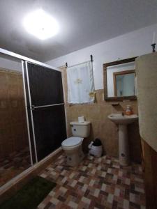 聖克魯斯德約霍阿的住宿－Casa en la naturaleza，带淋浴、卫生间和盥洗盆的浴室