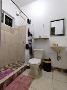聖克魯斯德約霍阿的住宿－Casa en la naturaleza，浴室配有卫生间、淋浴和盥洗盆。