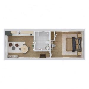 a rendering of a floor plan of a room at Sleek Dignowity Hill Apt - 2 Min to DT-1 in San Antonio