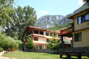 - un bâtiment avec vue sur la montagne dans l'établissement Pension Cuibul Viselor, à Băile Herculane