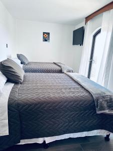 uma cama grande num quarto com uma janela em Hotel Terravolcan em La Tenería