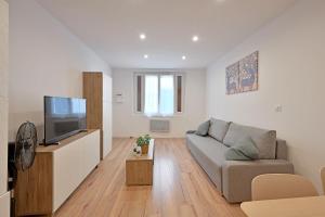 un soggiorno con divano e TV a schermo piatto di Studio Andréa - Proche Théatres et Place des corps saints - WIFI ad Avignone