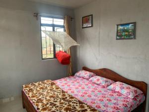 um quarto com uma cama e uma janela em Hiraba Homestay em Cherrapunji