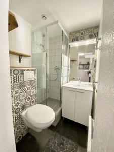 ヴズールにあるLe Vésulien 1 - Ma petite résaのバスルーム(トイレ、洗面台、シャワー付)