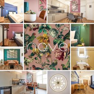 a collage of photos with different types of rooms at Nove Boutique Apartments in Vienna