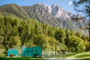 - un panier de basket en face d'une montagne dans l'établissement Hotel Kranjska Gora, à Kranjska Gora