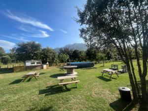 een park met twee picknicktafels en een brandkraan bij La Cabane de Mercone NINU in Corte