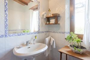 y baño con lavabo y espejo. en Agriturismo Bio Aia Della Colonna, en Saturnia