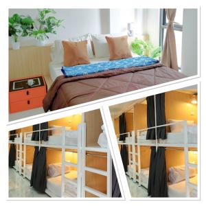 Airhub Hostel Phuket Airport في Ban Bo Han: غرفة نوم مع سرير بطابقين في غرفة