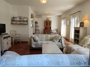 Maison de vacances avec piscine privative, Oustau des Oliviers vue dominante Colorado provençal的电视和/或娱乐中心