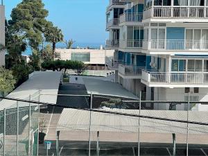 arial view of a building with the ocean in the background at Mirador dels Terrers in Benicàssim