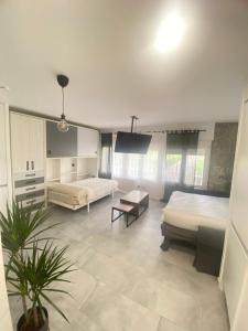 a large living room with two beds and a couch at Madrid Confort Suites in Madrid