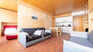 een woonkamer met een bank en een bed bij Bruni 2 in Bormio