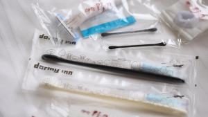 a group of toothbrushes and a toothpaste at Onyado Nono Sendai Natural Hot Spring in Sendai