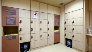 a row of lockers in a locker room at Onyado Nono Sendai Natural Hot Spring in Sendai