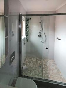 y baño con ducha, lavabo y aseo. en @946 en Pretoria